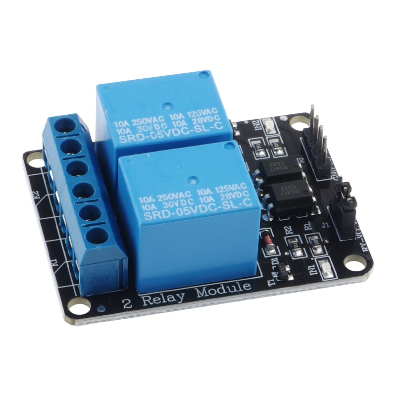 Iduino relay module, 2 channels with optoisolation, 10 A / 250 V AC, 5 V coil