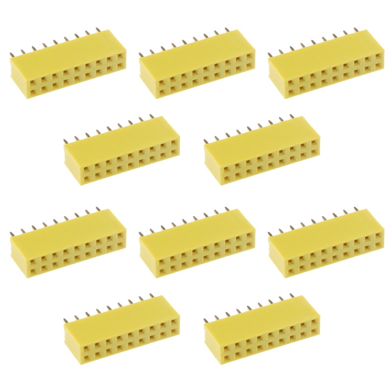 Contact strip 2.54mm, straight 2x9, yellow- 10 pcs
