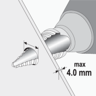 Maximum recommended material thickness – 4.0 mm