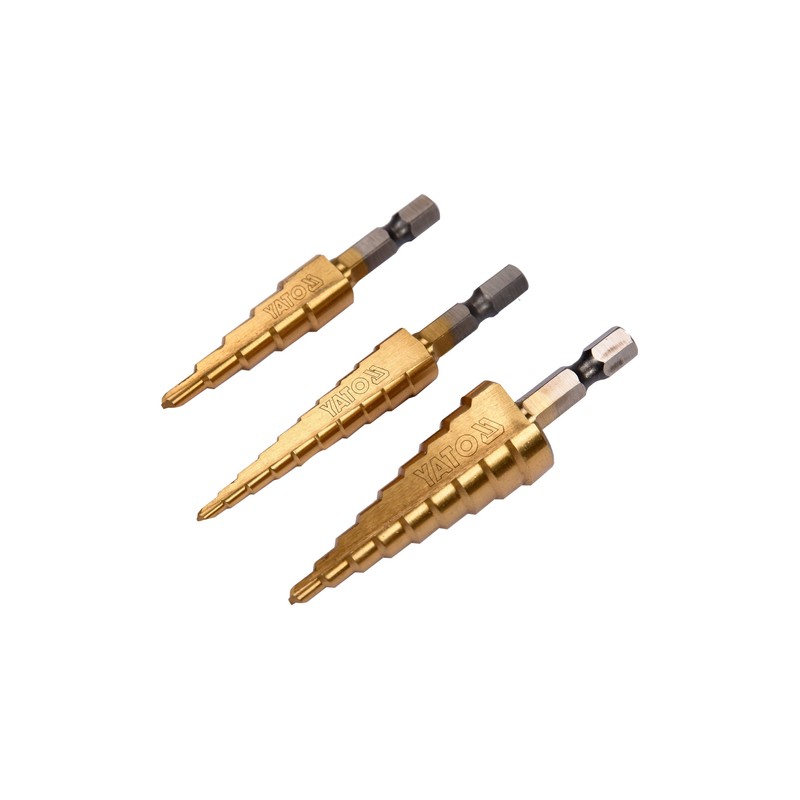 Set of 3 drill bits – top view
