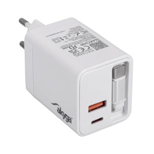Akyga 65W AC Charger 2×USB-C + USB-A PD 5-20V/3.25A