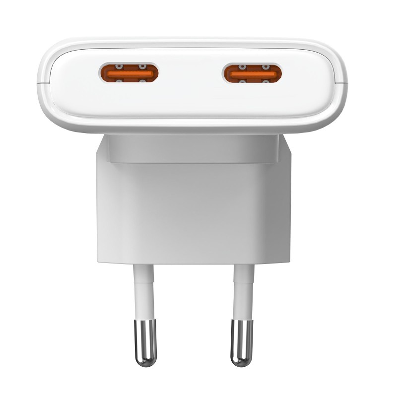 Зарядний пристрій Akyga 65W 2×USB-C PD, білий, 5-20V/2.25-3A
