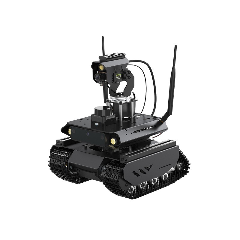 UGV Beast PT Jetson Orin ROS2 – front angled view (pan-tilt camera and antennas)