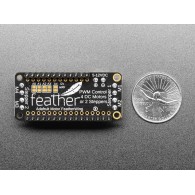 DC Motor + Stepper FeatherWing – size comparison with a coin