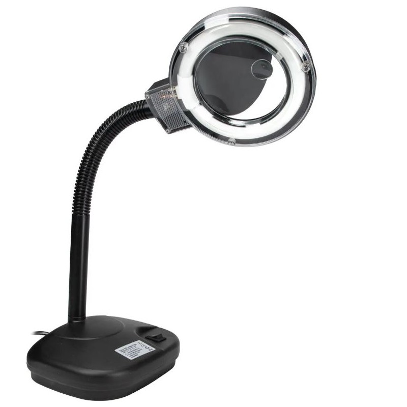 Лампа-лупа Yihua 239 - 90 мм 3D-10D вигнута ручка чорного кольору