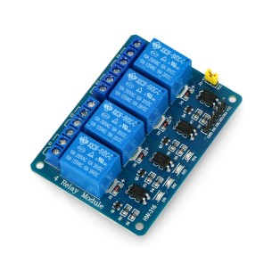 4-Channel Relay Module with Optoisolation-10A/250VAC Contacts, 5V Coil