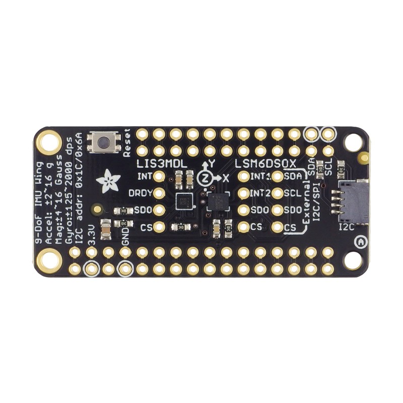 LSM6DSOX + LIS3MDL FeatherWing - модуль з 9-осьовим IMU LSM6DSOX та LIS3MDL