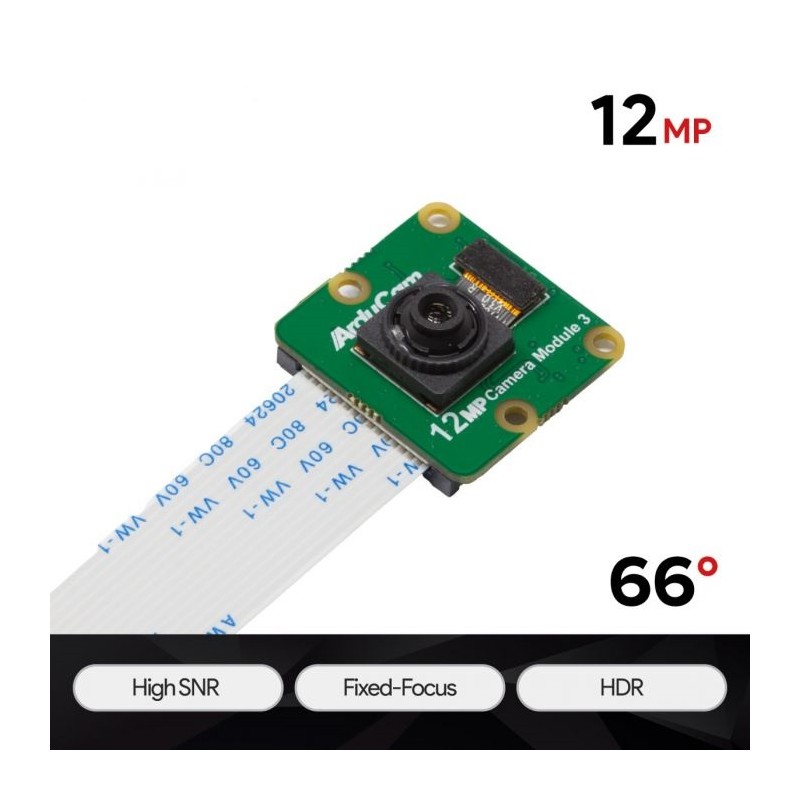 ArduCAM 12MP IMX708 Fixed Focus HDR - kamera IMX708 do Raspberry Pi