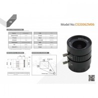 CS2006ZM06 - 6mm CS-Mount wide angle lens for Raspberry Pi HQ camera