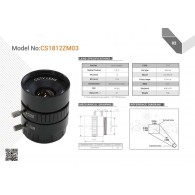 CS1812ZM03 - 12mm CS-Mount lens for Raspberry Pi HQ camera