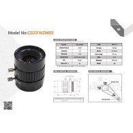 CS2316ZM02 - 16mm CS-Mount lens for Raspberry Pi HQ camera