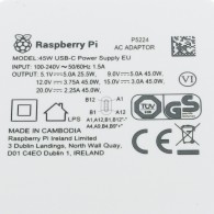 Markings on the power adapter