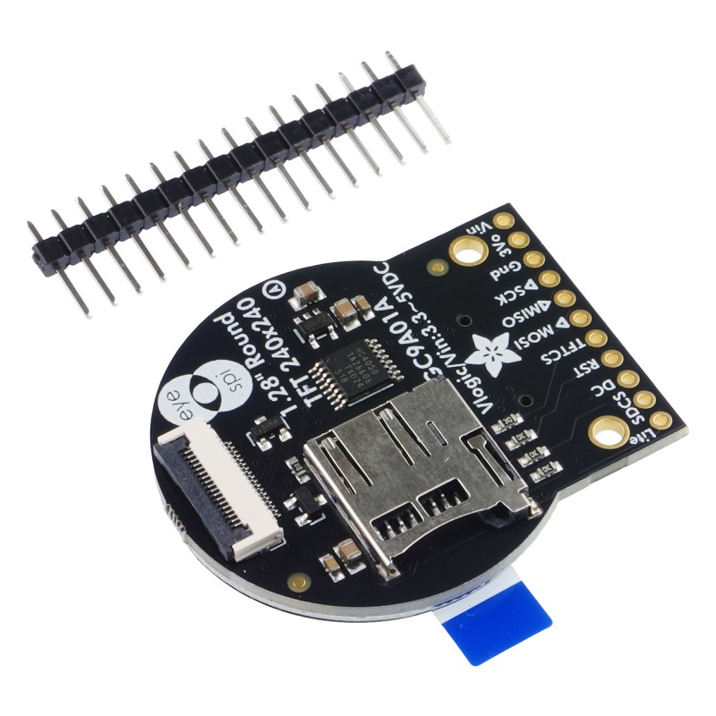 1,28-дюймовий круглий TFT РК-дисплей 240x240 - модуль з круглим TFT РК-дисплеєм 1,28 дюйма 240x240 пікселів та роз'ємом...