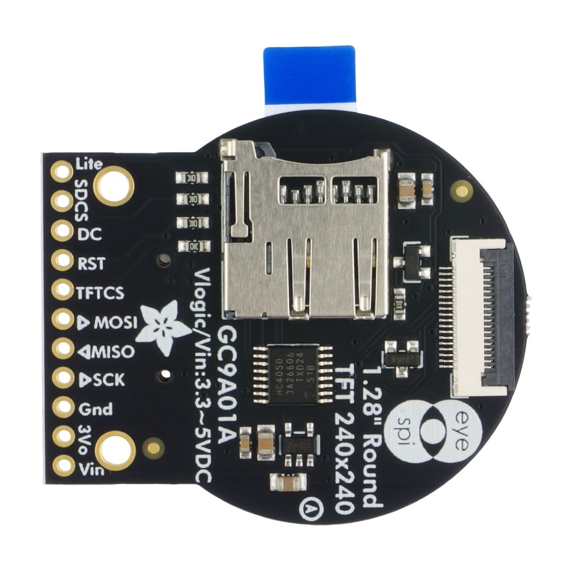 1,28-дюймовий круглий TFT РК-дисплей 240x240 - модуль з круглим TFT РК-дисплеєм 1,28 дюйма 240x240 пікселів та роз'ємом...