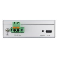 Widok tylnego panelu z wejściem zasilania DC 9–36 V