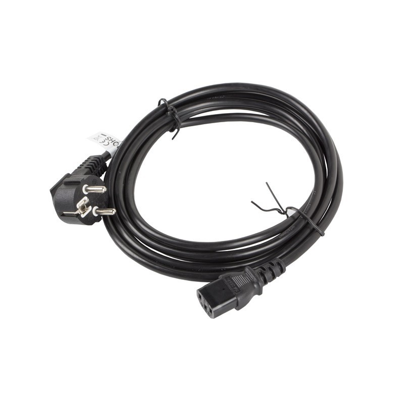 CEE7/7 — кабель питания VDE IEC320 C13, 3 м, черный — Lanberg CA-C13C-11CC-0030-BK