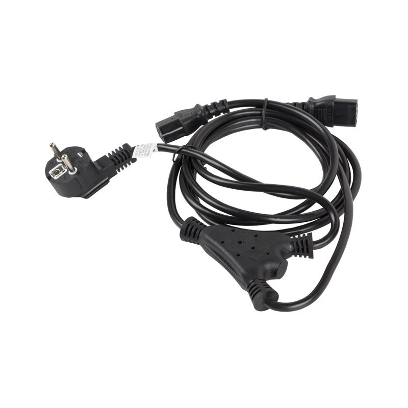 CEE7/7 - 2x кабель живлення IEC320 C13 2 м VDE чорний - Lanberg CA-C13C-13CC-0018-BK