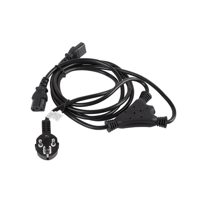 CEE7/7 - 2x кабель живлення IEC320 C13 2 м VDE чорний - Lanberg CA-C13C-13CC-0018-BK