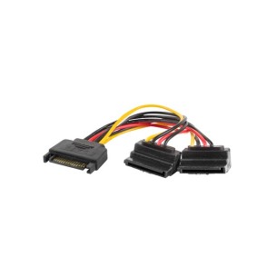 SATA 15pin M - 2x SATA 15pin F Power Cable 15cm angled - Lanberg CA-SASA-10CU-0015