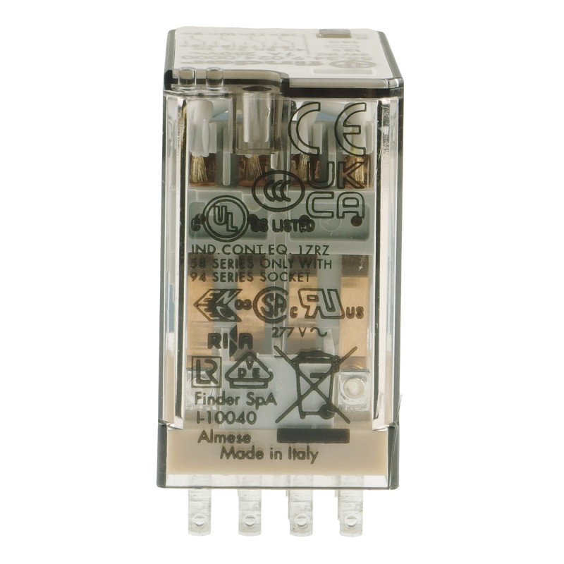 Промислове реле 4PDT 7A 24V DC, тестовий та індикаторний - Finder 55.34.9.024.0000