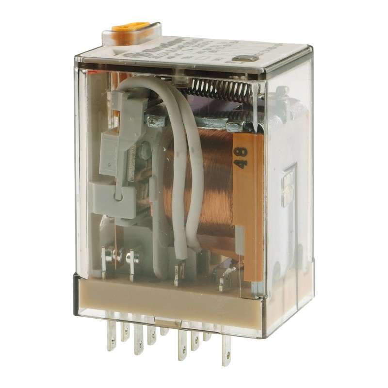 Промислове реле 4P 7A 48V AC, тестова кнопка. - Finder 55.34.8.048.0040