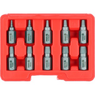 Damaged screw extractor set HEX / Torx / Spline, 10 pcs - Vorel 24007