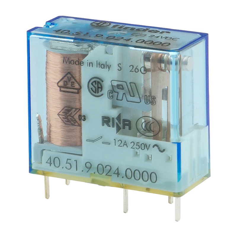 Миниатюрное реле 24 В 12 А SPDT для печатной платы - Finder 40.51.9.024.0000