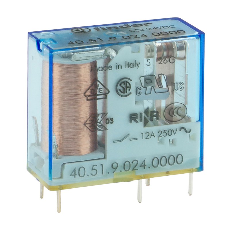 Миниатюрное реле 24 В 12 А SPDT для печатной платы - Finder 40.51.9.024.0000