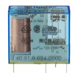24V 12A SPDT miniature relay for PCB - Finder 40.51.9.024.0000