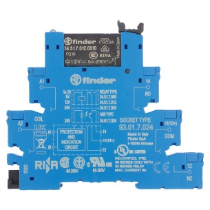 Moduł przekaźnikowy interfejsowy 12V 6A na szynę DIN - Finder 38.51.7.012.0050