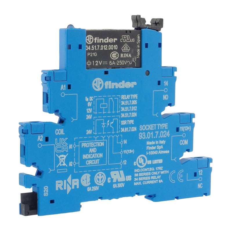Релейный модуль интерфейса 12 В 6 А для DIN-рейки - Finder 38.51.7.012.0050