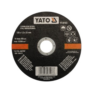Tarcza do cięcia stali nierdzewnej 125x1,2x22mm YT-6103