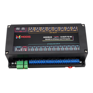 MODIG MD20004 - 8 Relay and 12 Input Modbus RTU Module via RS485 for DIN Rail