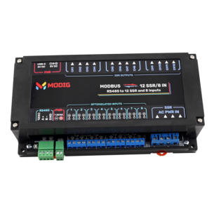 MODIG MD20003 - 12 SSR Relay and 8 Input Modbus RTU Module via RS485 for DIN Rail