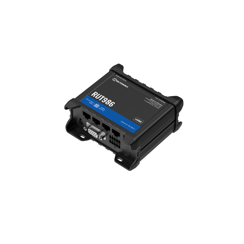 Teltonika RUT986 - Промисловий глобальний 4G LTE Cat 4 маршрутизатор з двома SIM-картками та eSIM, RS232, RS485, GNSS...