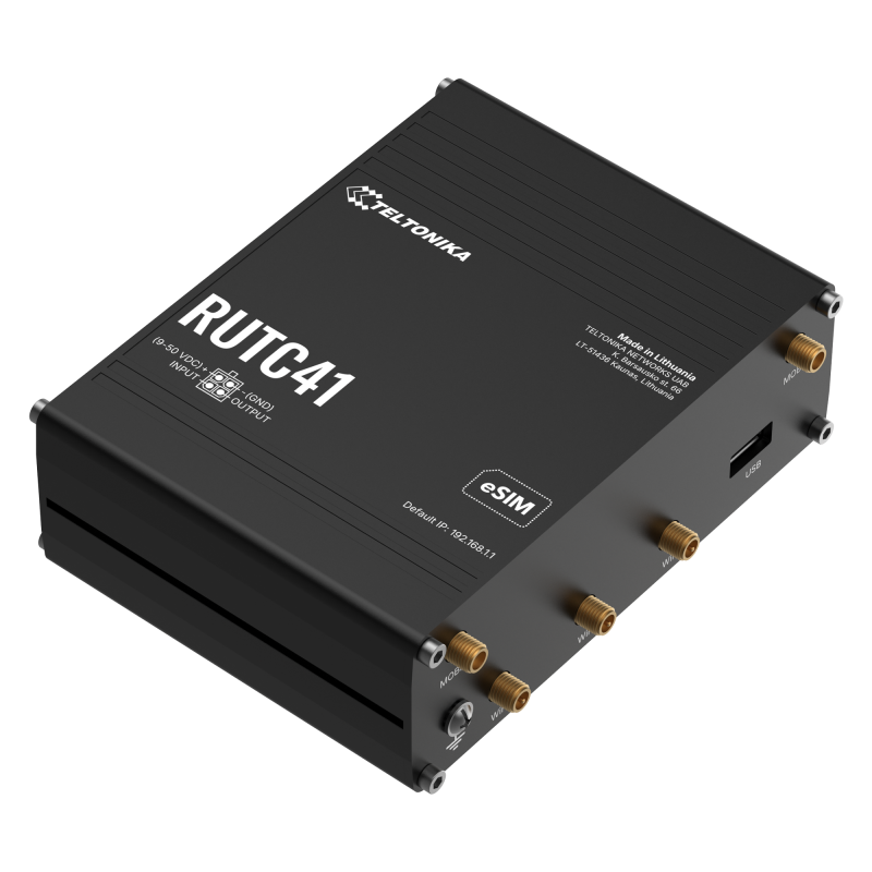 Teltonika RUTC41 - промисловий 4G LTE Cat 4 Edge роутер з WiFi 6, Docker та Gigabit Ethernet