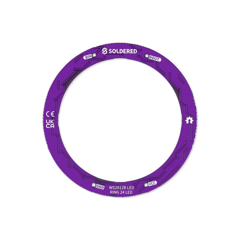 Припаянное кольцо WS2812B Ring24 — кольцо из 24 адресуемых RGB-светодиодов.