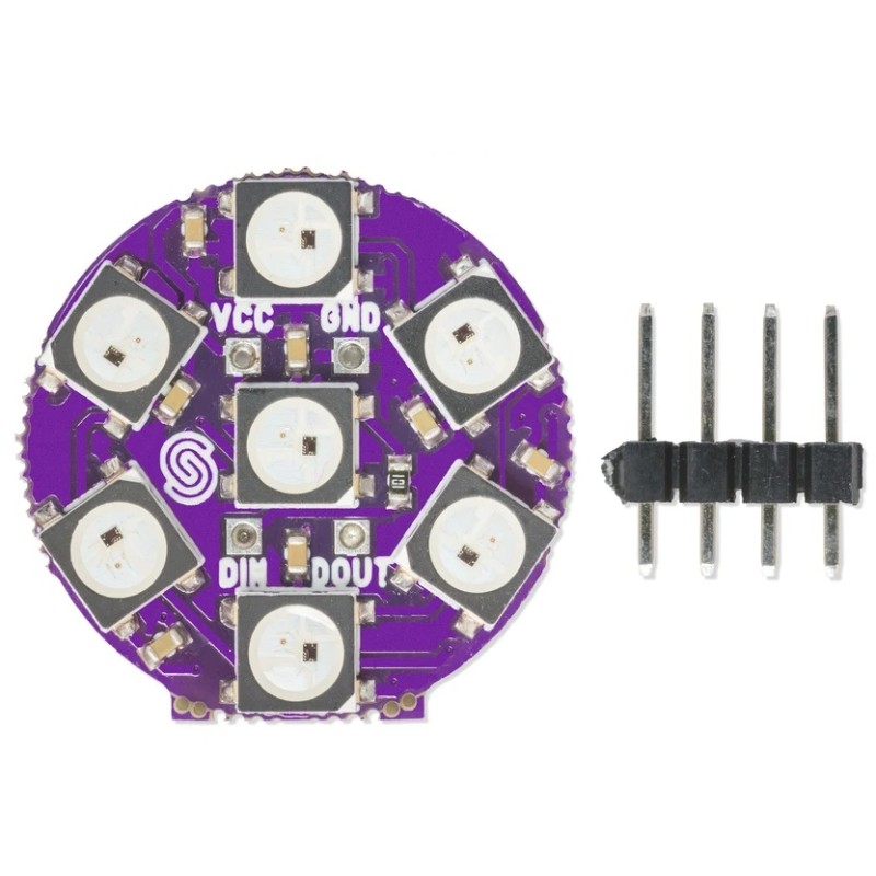 RGB LED кольцо WS2812B, 7 диодов, 5 В, 23 мм - для пайки