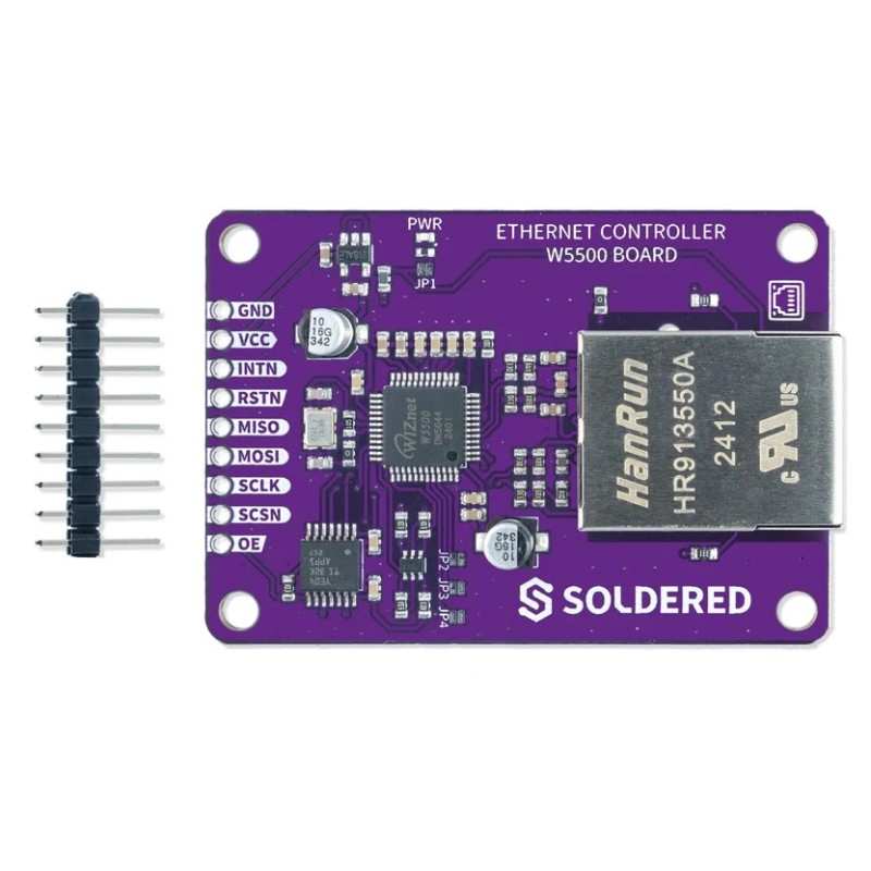 Контролер Ethernet W5500 10/100 Мбіт/с SPI RJ45 - паяний