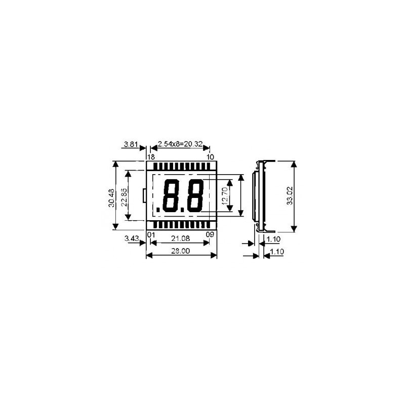 LCD display 13 mm - LCD2.0-13