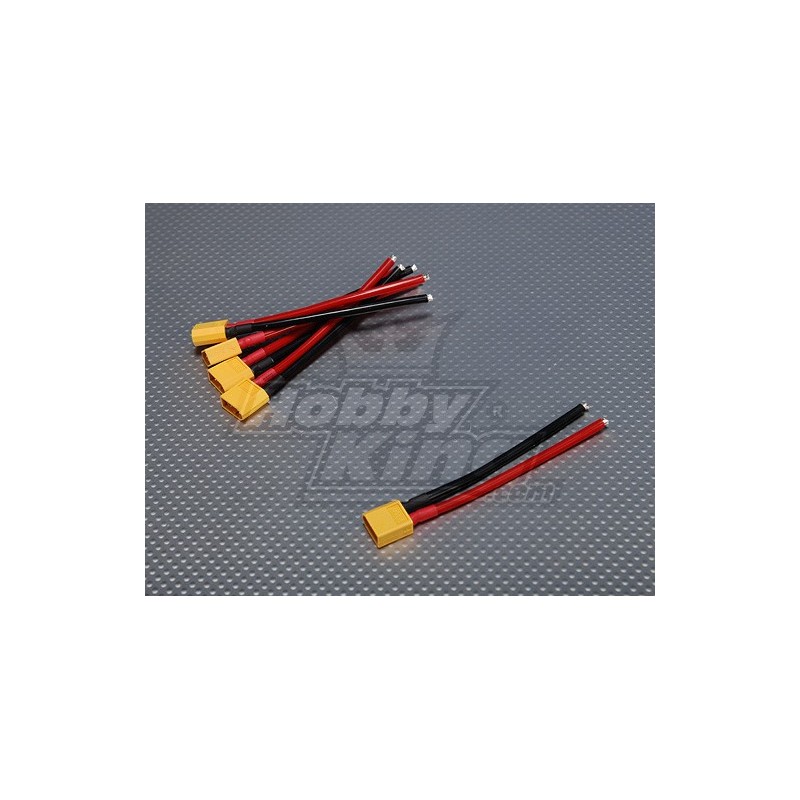 XT60 Male w/ 12AWG Silicon Wire 10cm (5pcs/bag)