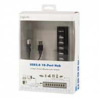 USB 2.0 HUB - 10 ports with power supply (package)