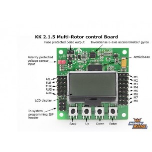 Hobbyking KK2.1.5 Multi-rotor LCD Flight Control Board With 6050MPU And Atmel 644PA