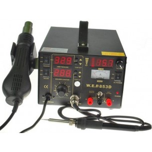 WEP 853D - Stacja lutownicza 5w1 hotair grotowa z zasilaczem, testerem sygnałów oraz miernikiem napięcia