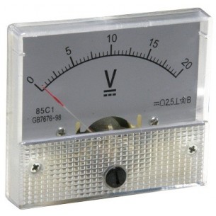 Analog panel voltmeter 0..20V