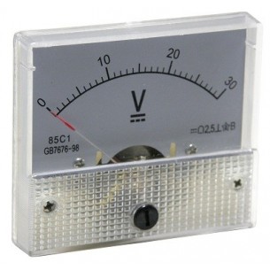 Analog panel voltmeter 0..30V