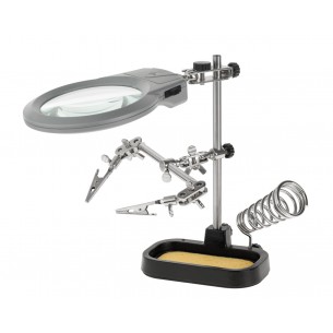 Auxiliary tool - stand with magnifying glass and grippers