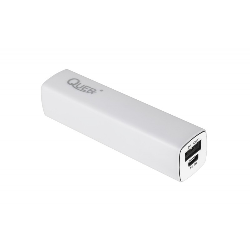 Universal power supply with emergency battery POWER BANK 2200mAh Quer with micro USB cable white