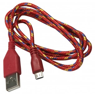USB A cable - micro-USB B, 1 m, red braid