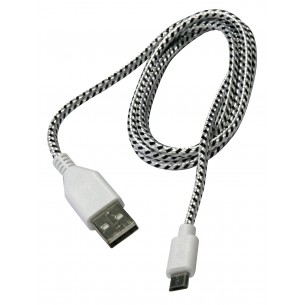 Kabel USB A - micro-USB B, 1m, biały oplot